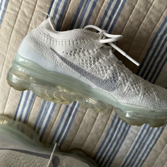 Nike White and Platinum VaporMax Athletic Shoes - Picture 3 of 12